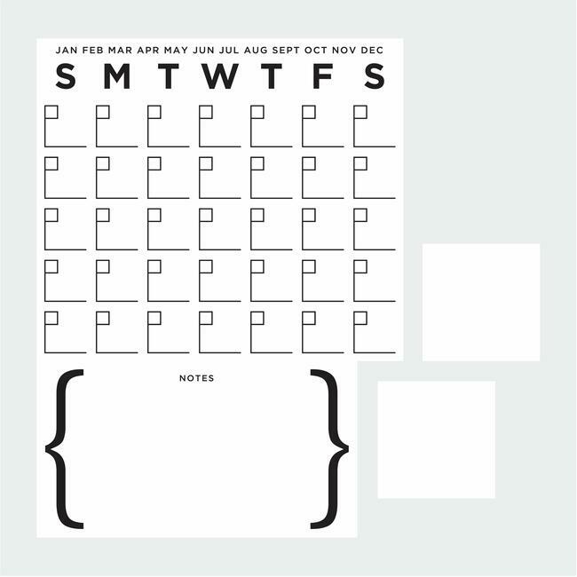 Dry Erase Calendar Peel and Stick Wall Decal Set Wall Decals RoomMates   