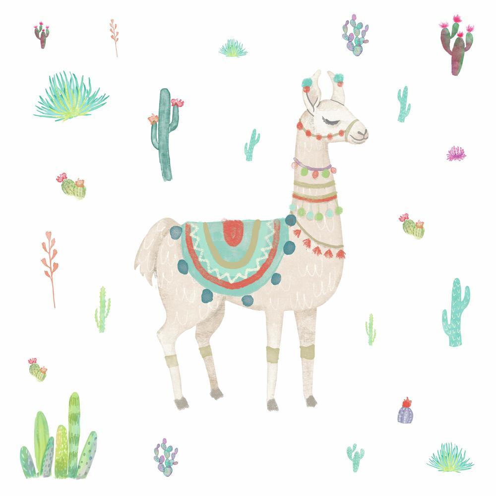 Watercolor Llama Peel and Stick Giant Wall Decals Wall Decals RoomMates   