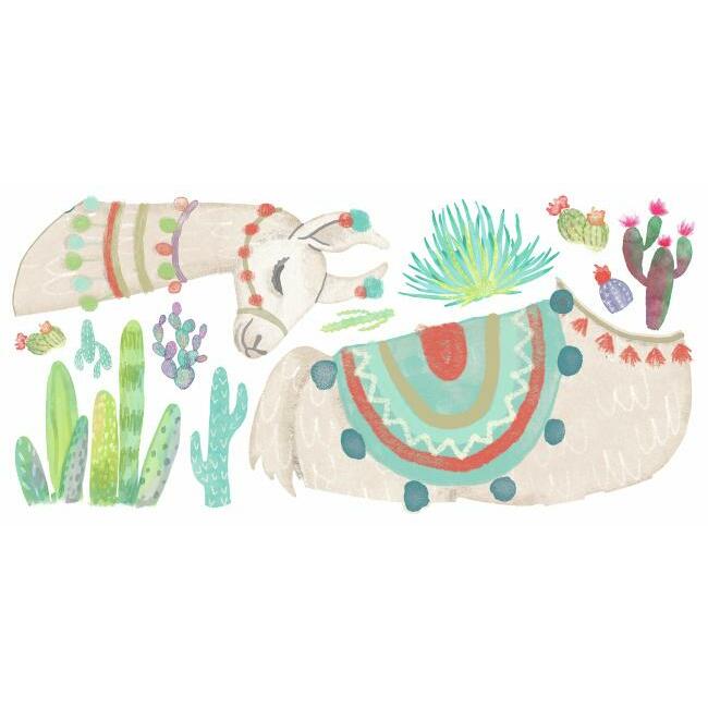Watercolor Llama Peel and Stick Giant Wall Decals Wall Decals RoomMates   