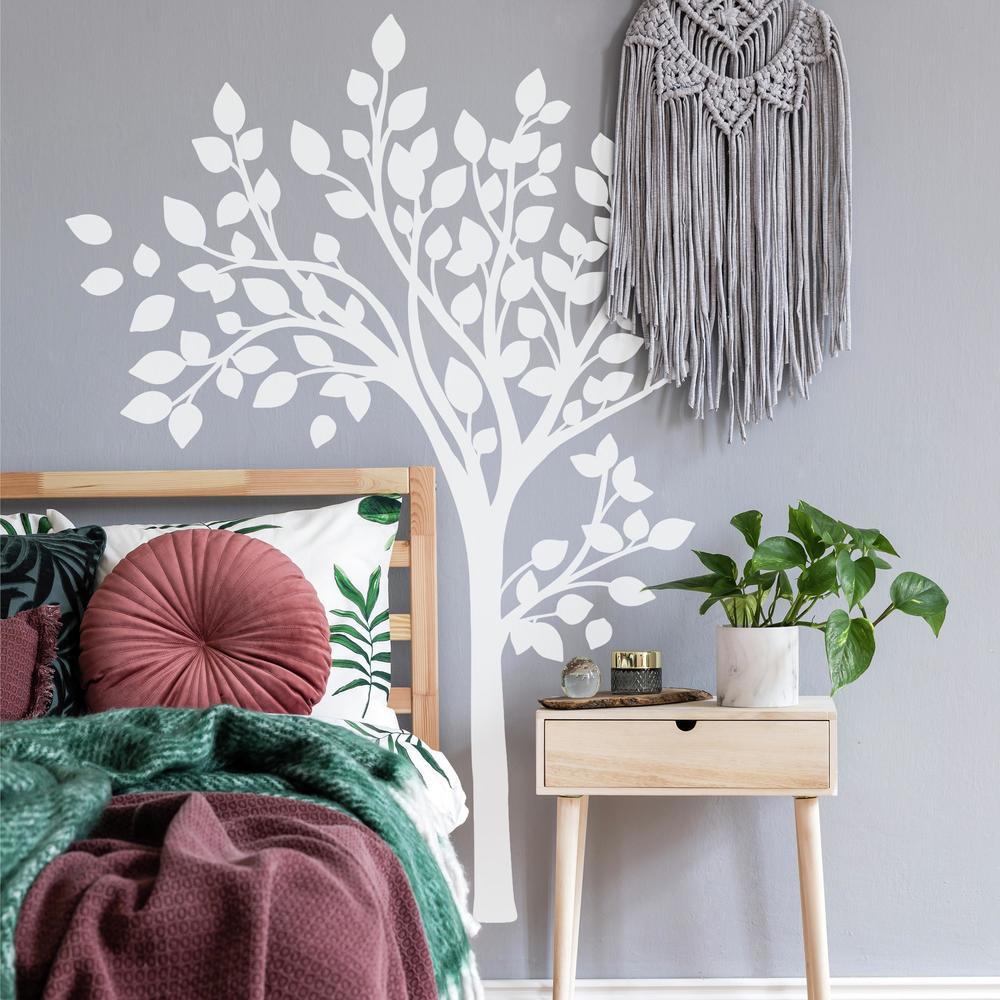 Simple White Tree Peel and Stick Giant Wall Decals Wall Decals RoomMates   