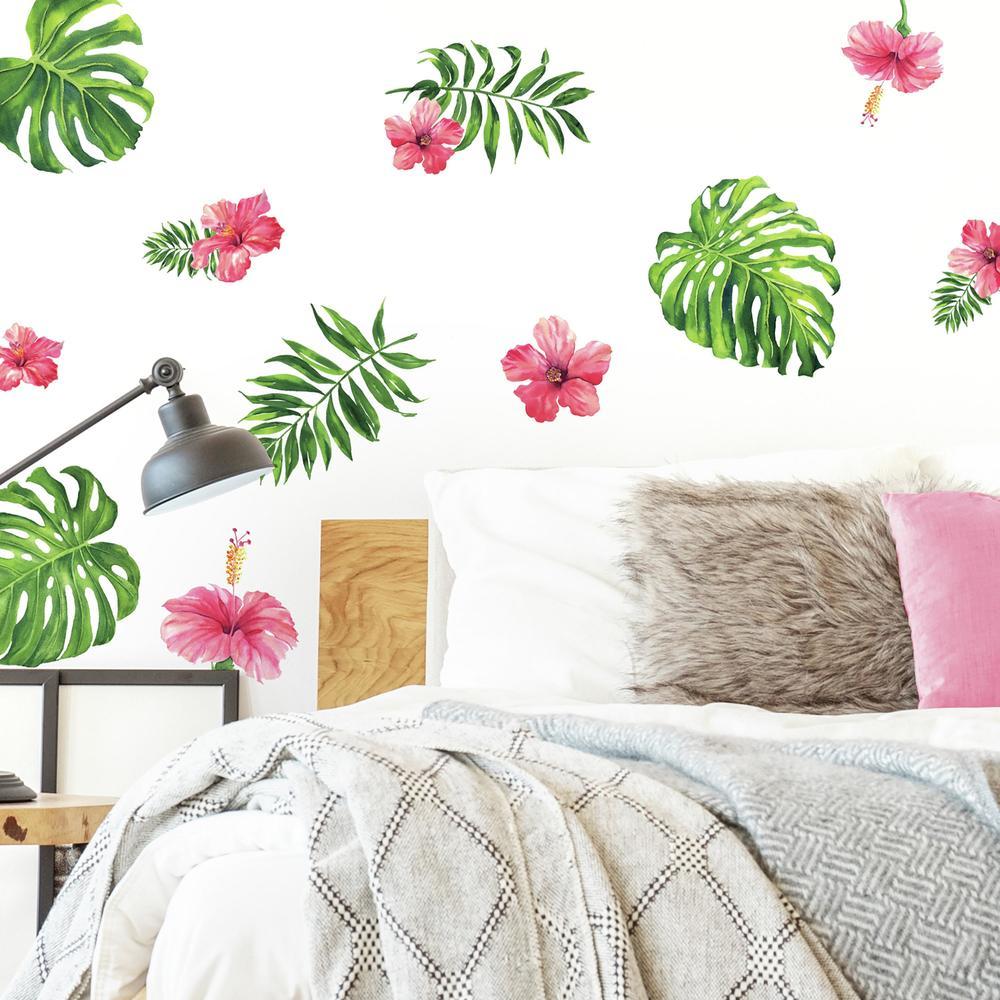 Tropical Hibiscus Flower Peel and Stick Wall Decals Wall Decals RoomMates   
