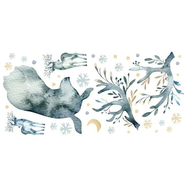 Watercolor Winter Deer Peel and Stick Giant Wall Decals Wall Decals RoomMates   