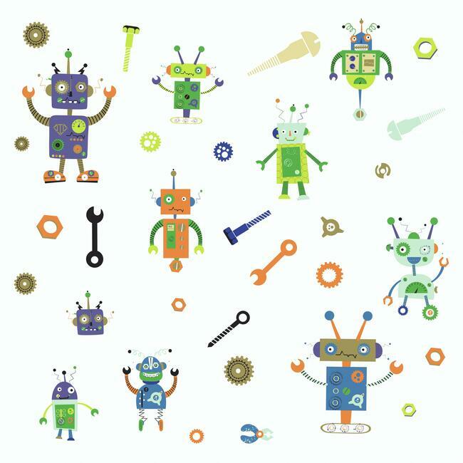 Robots Peel and Stick Wall Decals Wall Decals RoomMates   