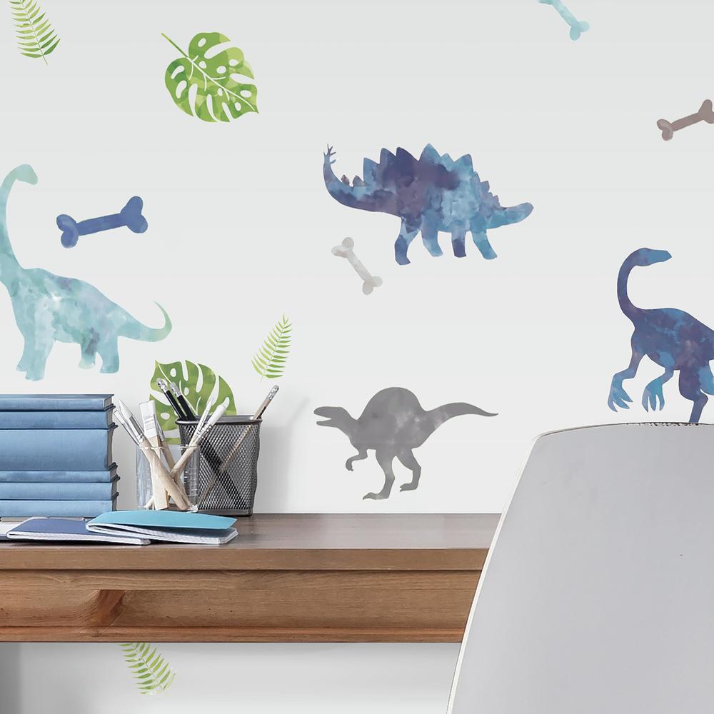 Watercolor Dinosaur Peel and Stick Wall Decals Wall Decals RoomMates   