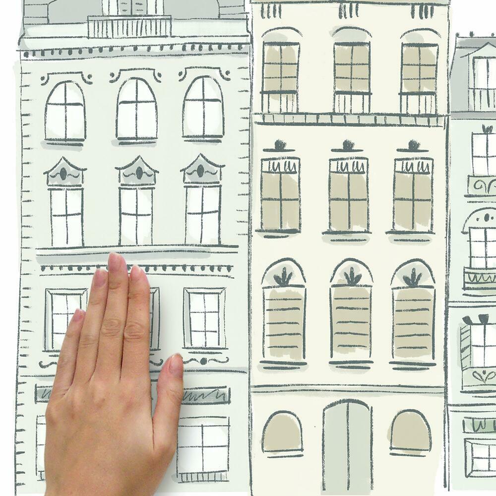Illustrated Townhouses Peel and Stick Giant Wall Decals Wall Decals RoomMates   