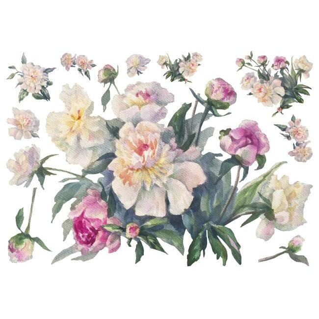 White and Pink Floral Bouquet Peel and Stick Giant Wall Decals Wall Decals RoomMates   