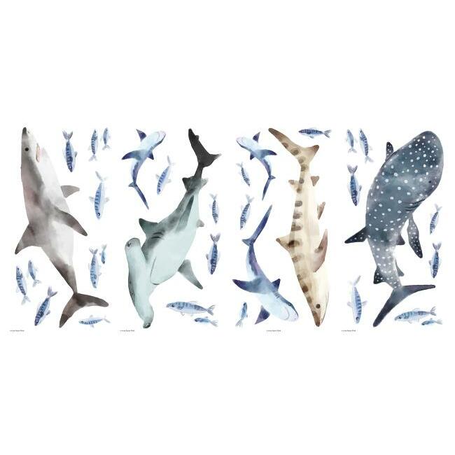 Sharks Peel and Stick Wall Decals Wall Decals RoomMates   