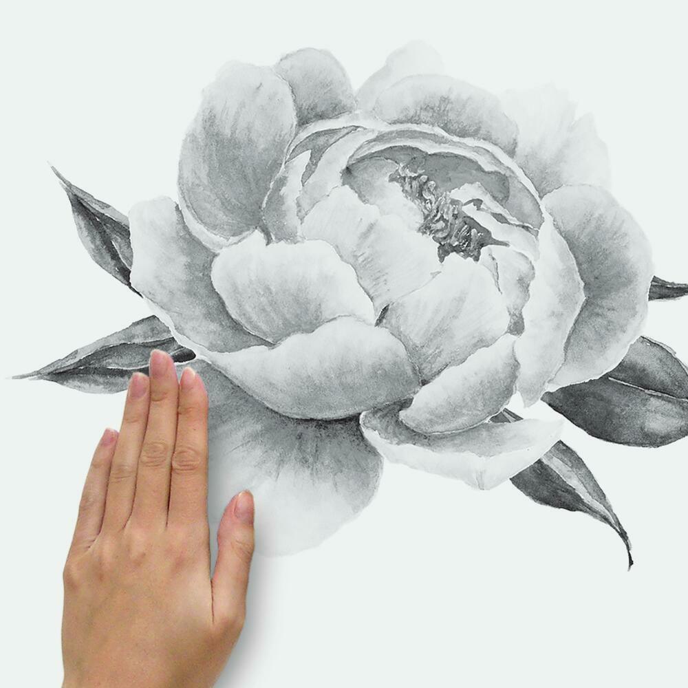 Black Peonies Peel and Stick Giant Wall Decals Wall Decals RoomMates   