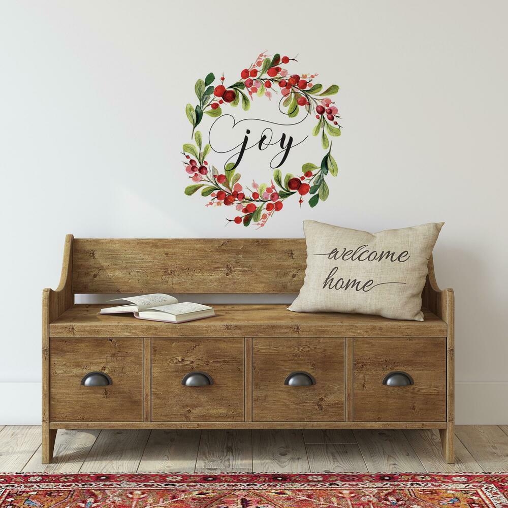 Merry Christmas Wreath Peel and Stick Wall Decals Wall Decals RoomMates   