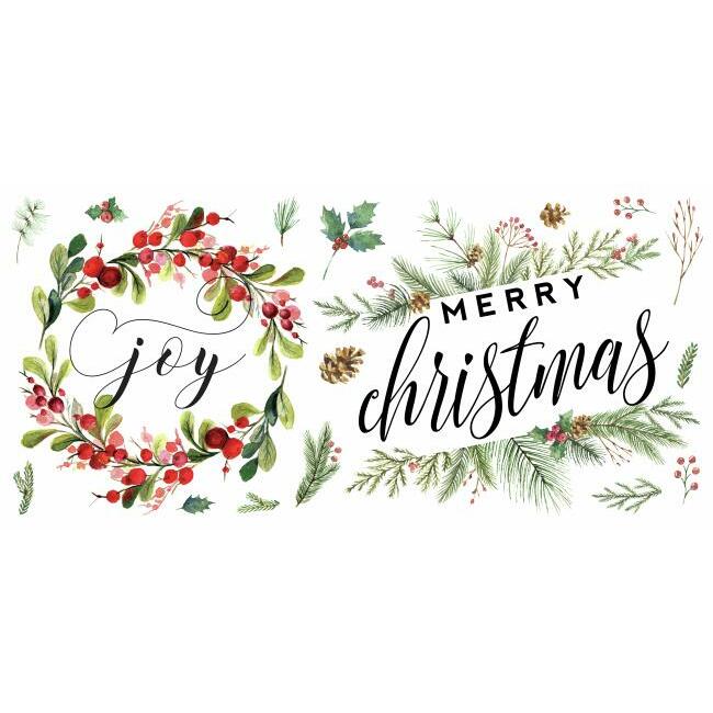 Merry Christmas Wreath Peel and Stick Wall Decals Wall Decals RoomMates   