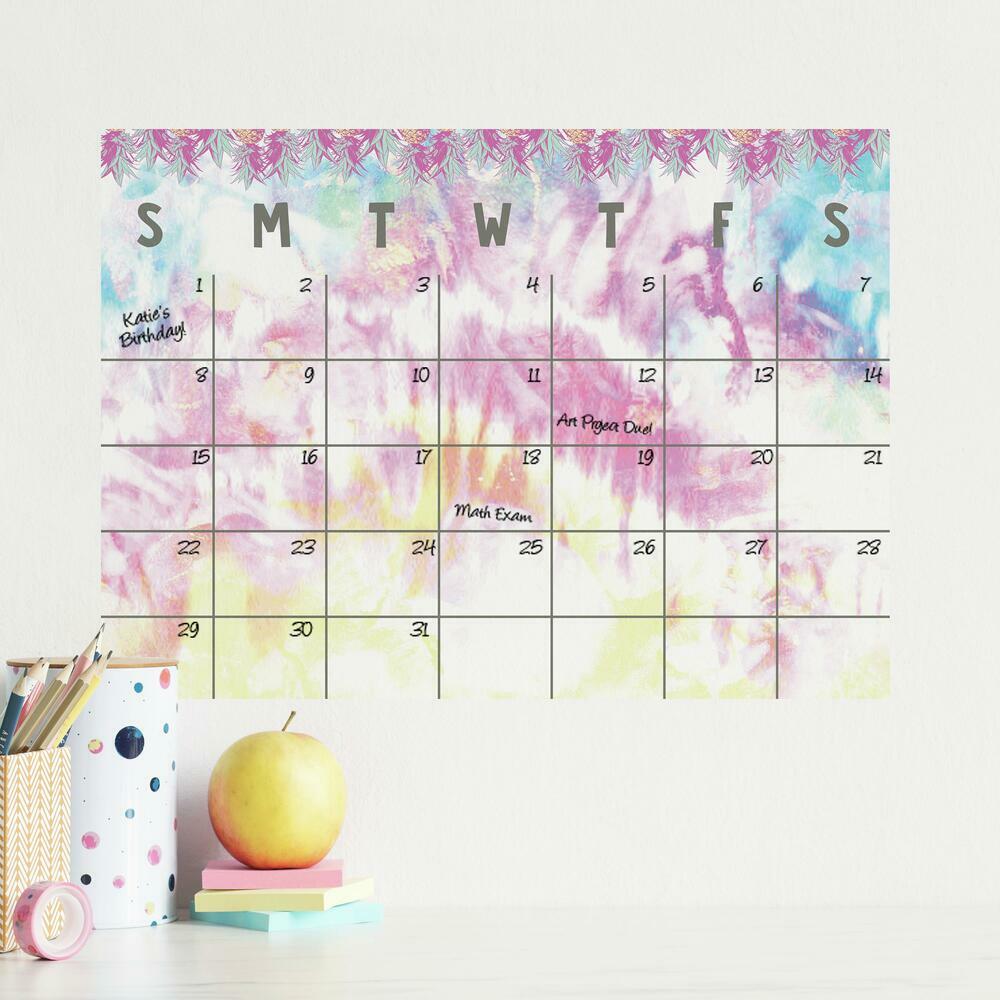 Tie Dye Dry Erase Calendar Peel and Stick Giant Wall Decal Wall Decals RoomMates   