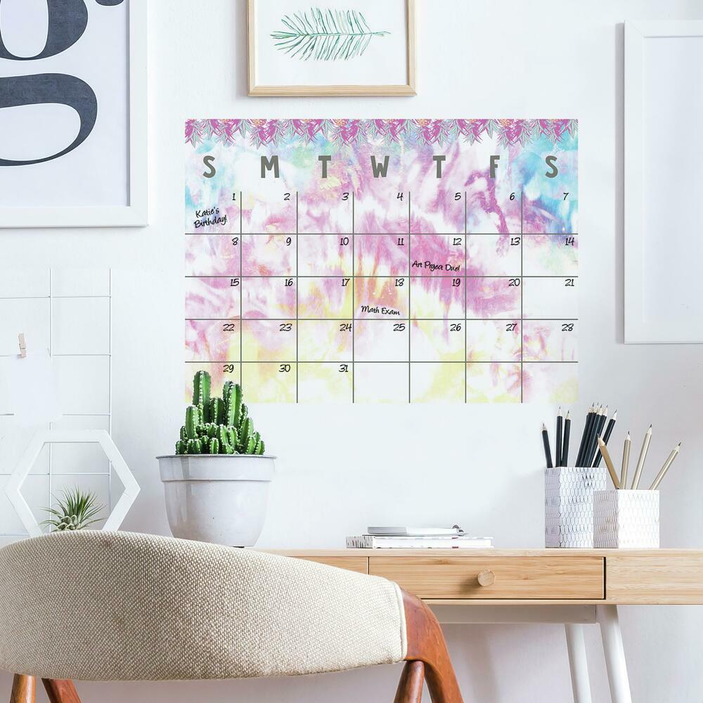 Tie Dye Dry Erase Calendar Peel and Stick Giant Wall Decal Wall Decals RoomMates   