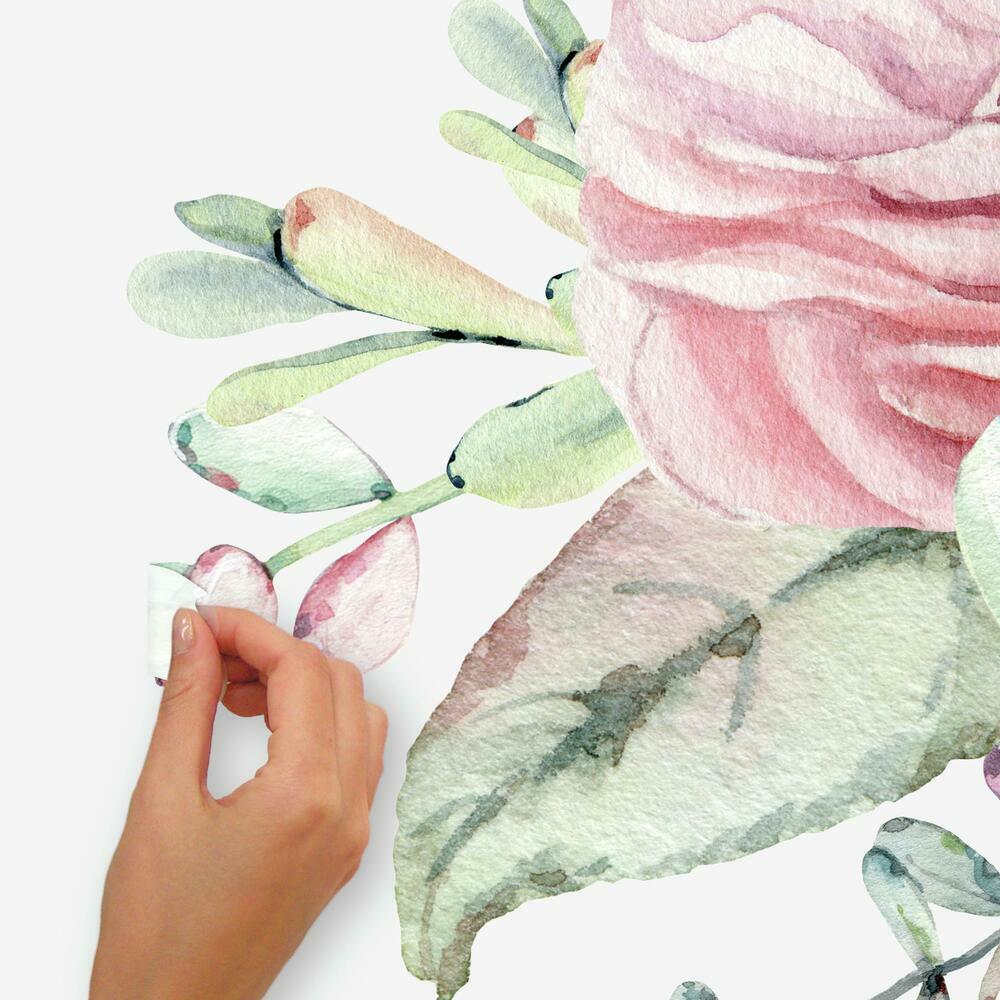 Watercolor Floral Succulents Peel and Stick giant Wall Decals Wall Decals RoomMates   