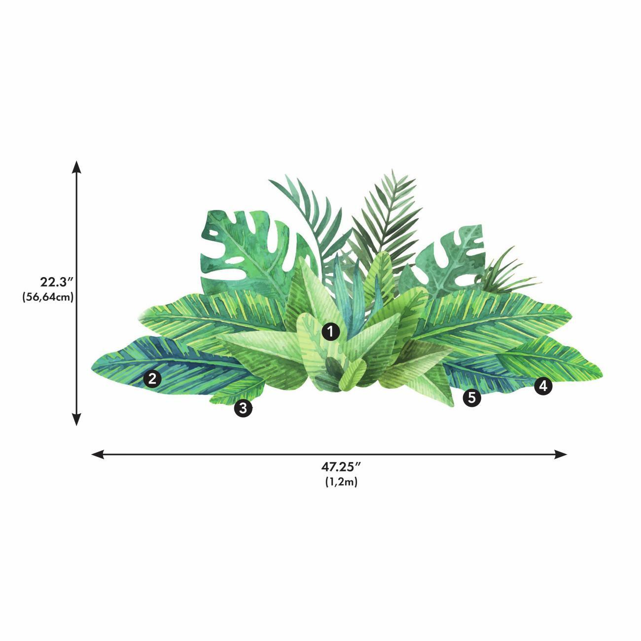 Watercolor Tropical Leaves Peel and Stick Giant Wall Decals Wall Decals RoomMates   