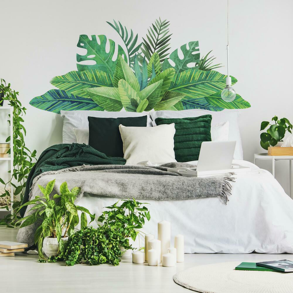Watercolor Tropical Leaves Peel and Stick Giant Wall Decals Wall Decals RoomMates   