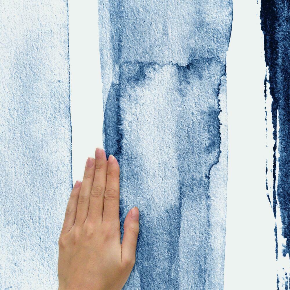 Blue Watercolor Brush Strokes Peel and Stick Giant Wall Decals Wall Decals RoomMates   