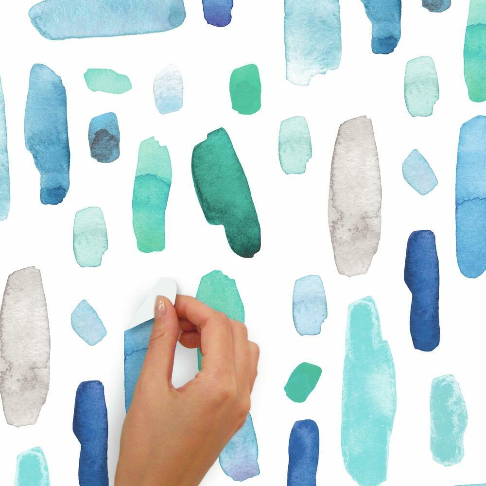 Cool Watercolor Swatch Peel and Stick Wall Decals Wall Decals RoomMates   