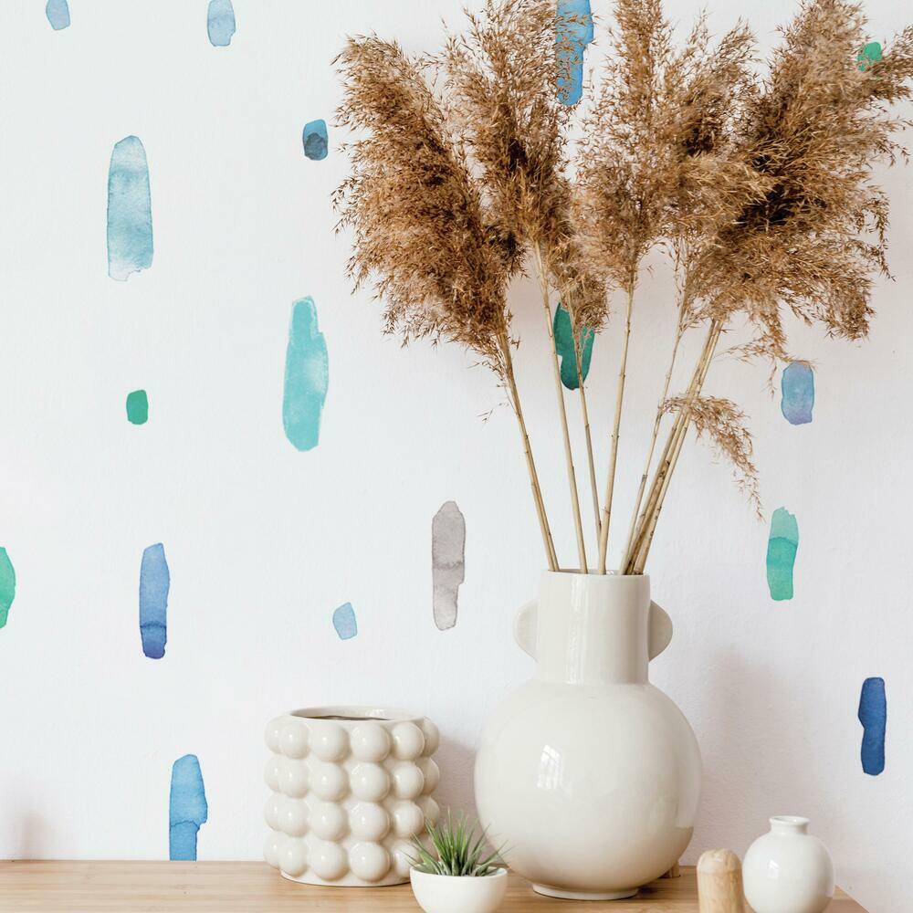 Cool Watercolor Swatch Peel and Stick Wall Decals Wall Decals RoomMates   