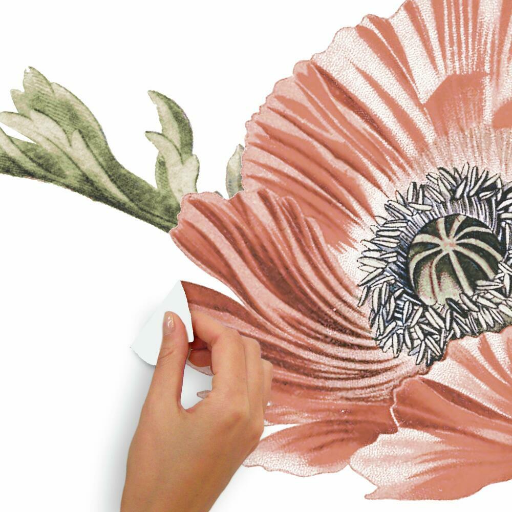 Vintage Poppy Floral Peel and Stick Giant Wall Decals Wall Decals RoomMates   