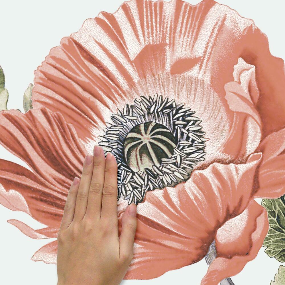 Vintage Poppy Floral Peel and Stick Giant Wall Decals Wall Decals RoomMates   