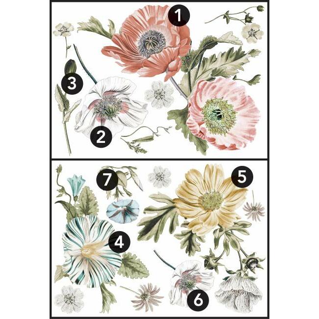 Vintage Poppy Floral Peel and Stick Giant Wall Decals Wall Decals RoomMates   