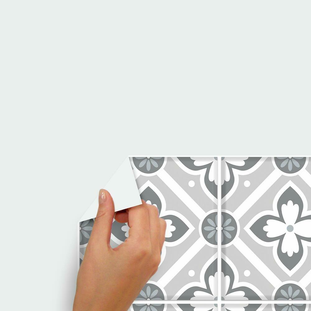 Galway Gray Tile Backsplash Peel and Stick Giant Wall Decals Wall Decals RoomMates   
