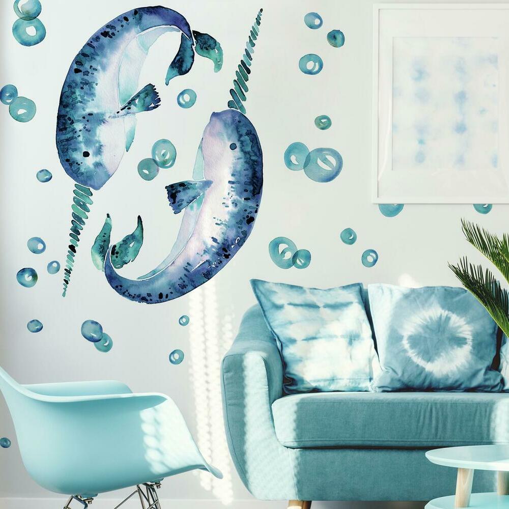 Catcoq Narwhal Giant Peel and Stick Wall Decals Wall Decals RoomMates   