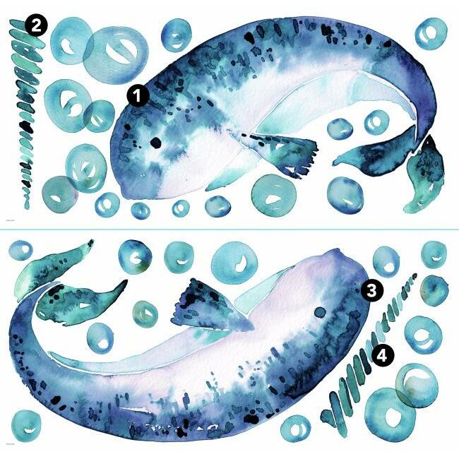 Catcoq Narwhal Giant Peel and Stick Wall Decals Wall Decals RoomMates   
