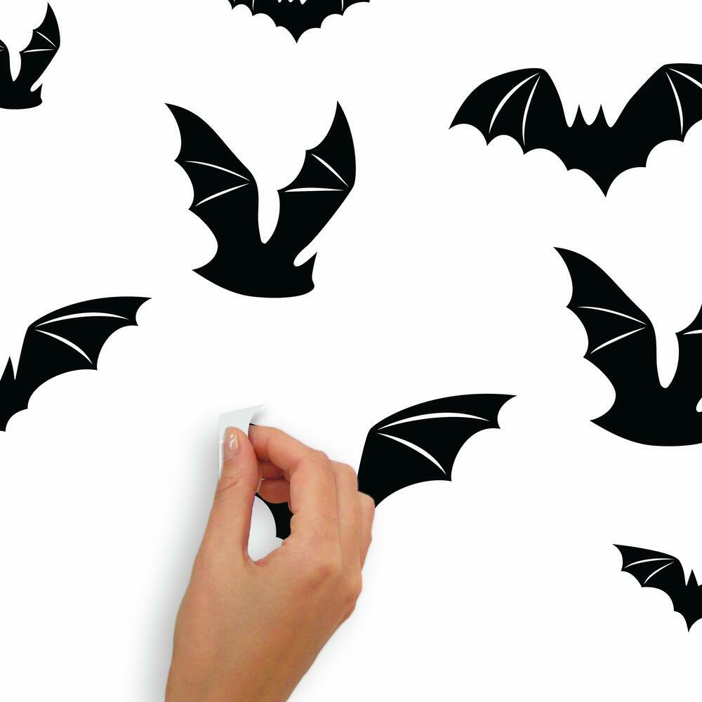 Halloween Black Bats Peel and Stick Wall Decals Wall Decals RoomMates   