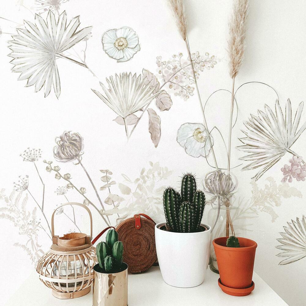 Desert Sun Palm Leaf and Floral Peel and Stick Giant Wall Decals Wall Decals RoomMates   
