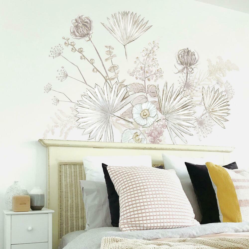 Desert Sun Palm Leaf and Floral Peel and Stick Giant Wall Decals Wall Decals RoomMates   