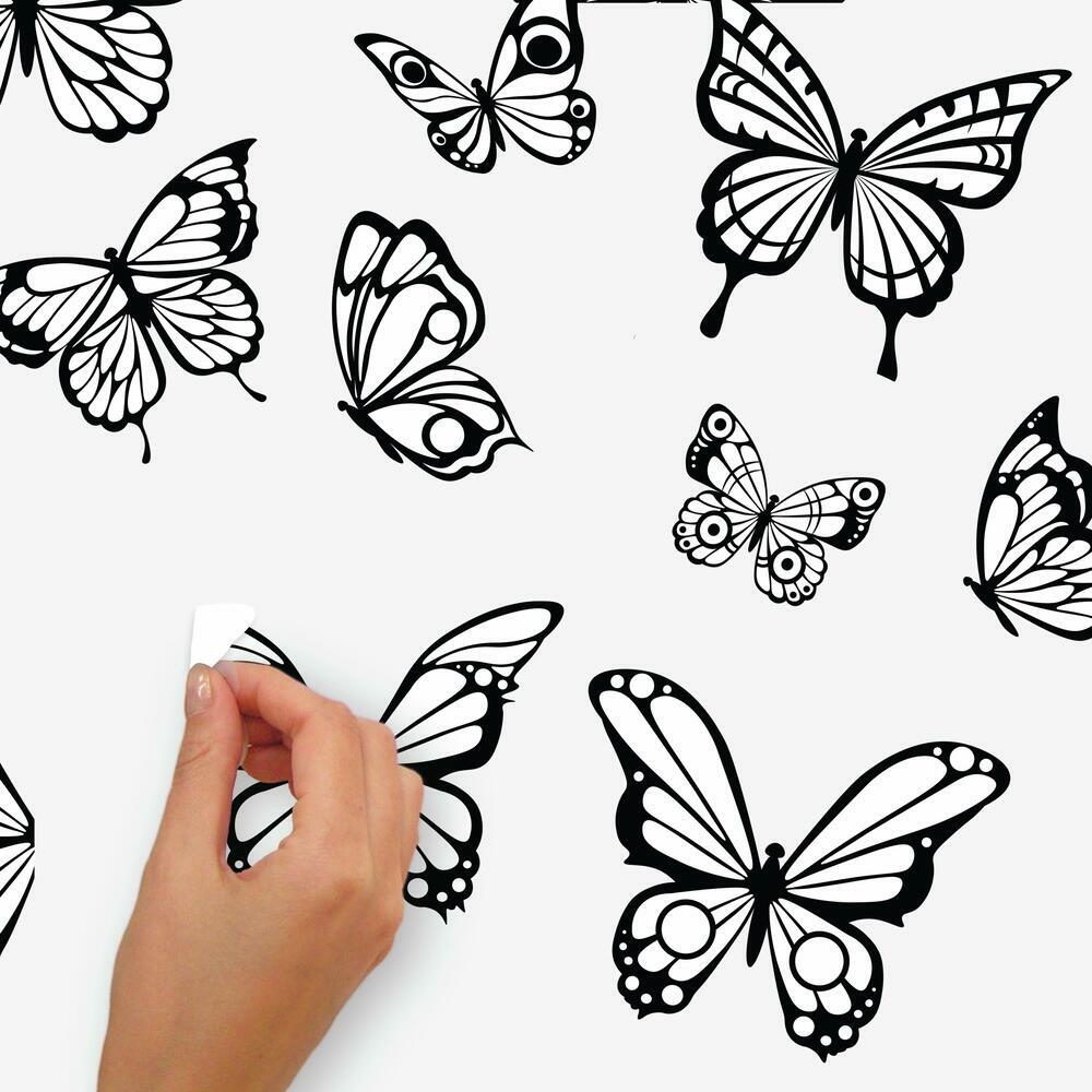 Color Your Own Butterflies Peel and Stick Wall Decals Wall Decals RoomMates   