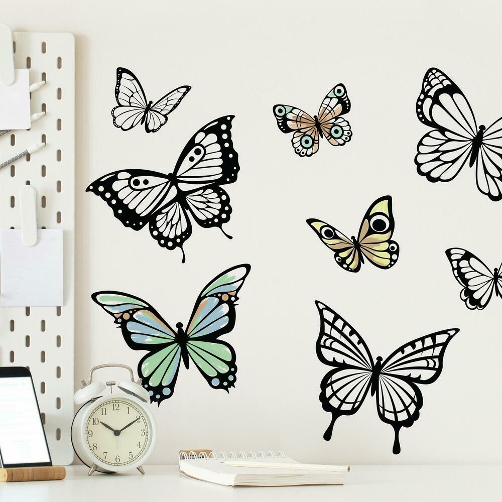 Color Your Own Butterflies Peel and Stick Wall Decals Wall Decals RoomMates   