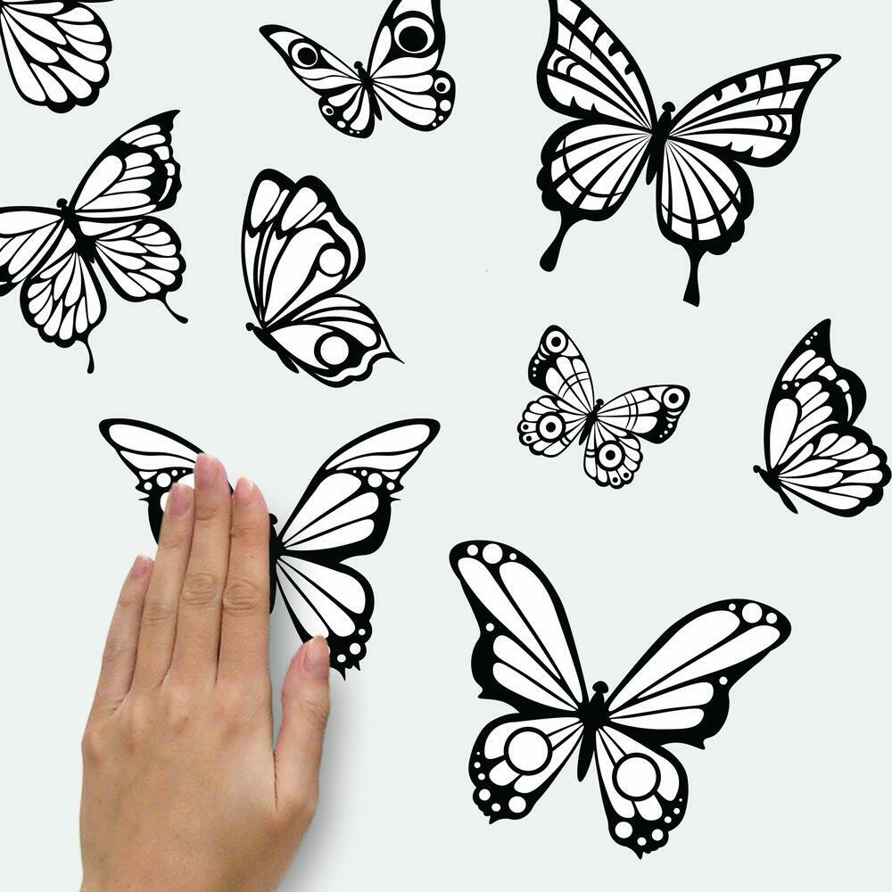 Color Your Own Butterflies Peel and Stick Wall Decals Wall Decals RoomMates   