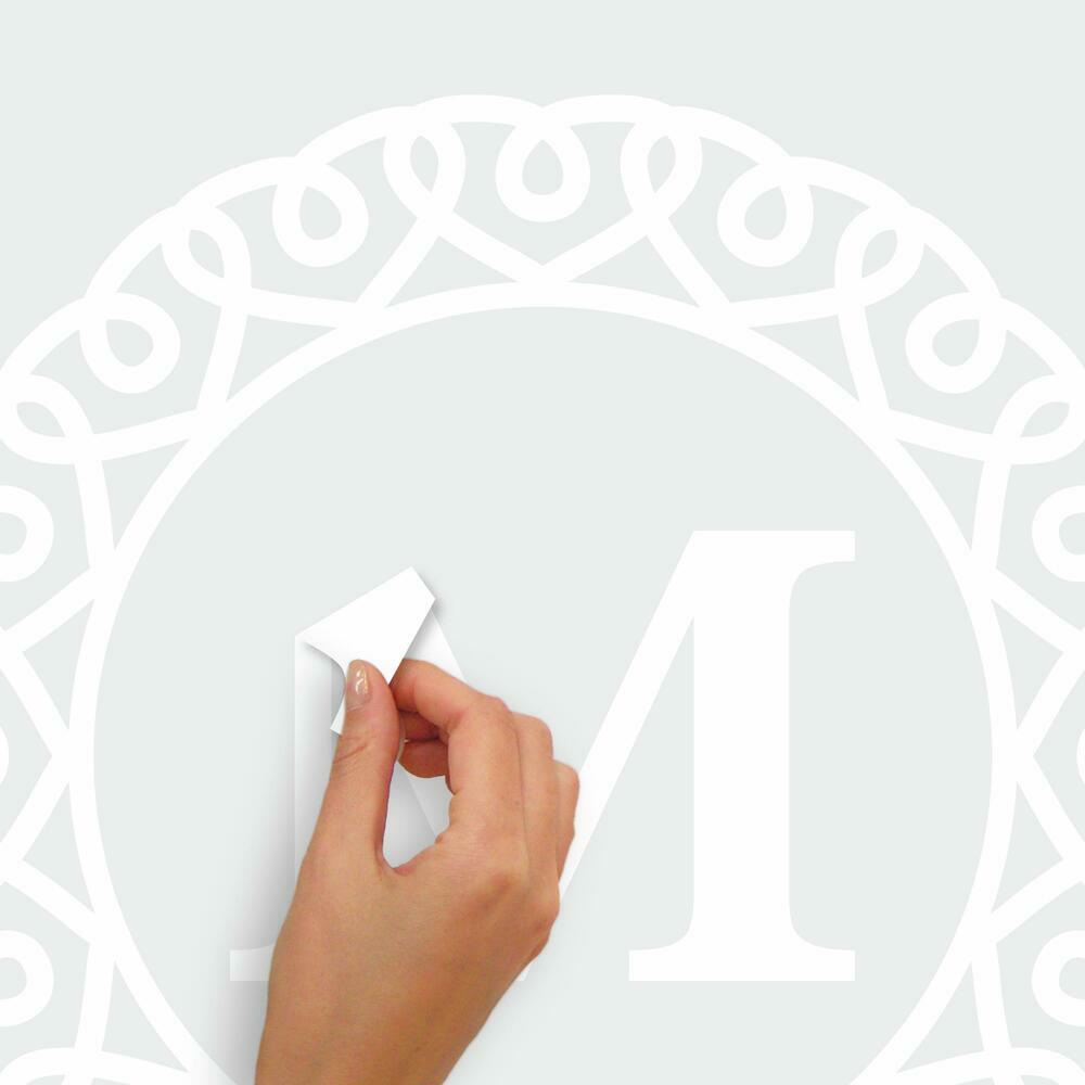 White Serif Monogram Peel and Stick Giant Wall Decals Wall Decals RoomMates   