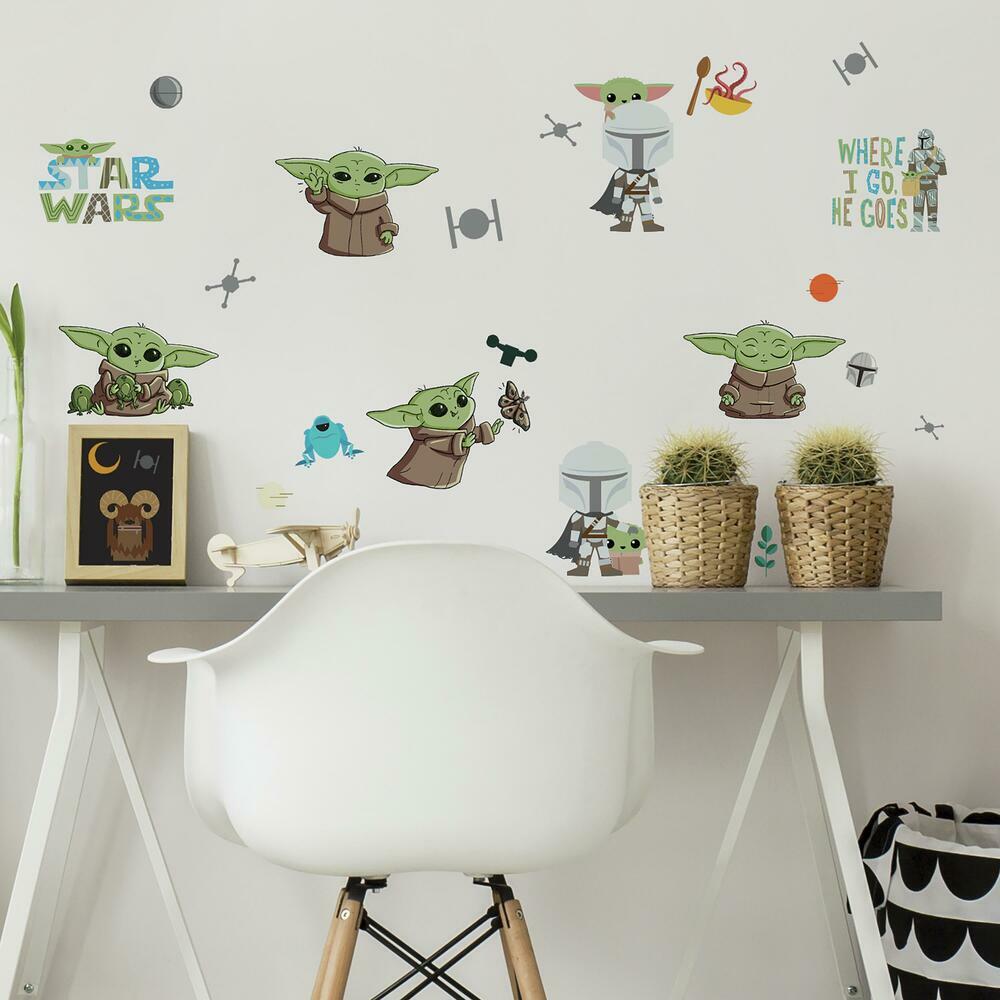 Star Wars The Mandalorian Grogu Illustrated Peel and Stick Wall Decals Wall Decals RoomMates   