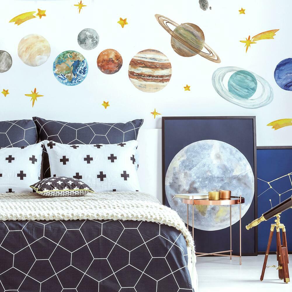 Watercolor Planets Peel and Stick Giant Wall Decals Wall Decals RoomMates   