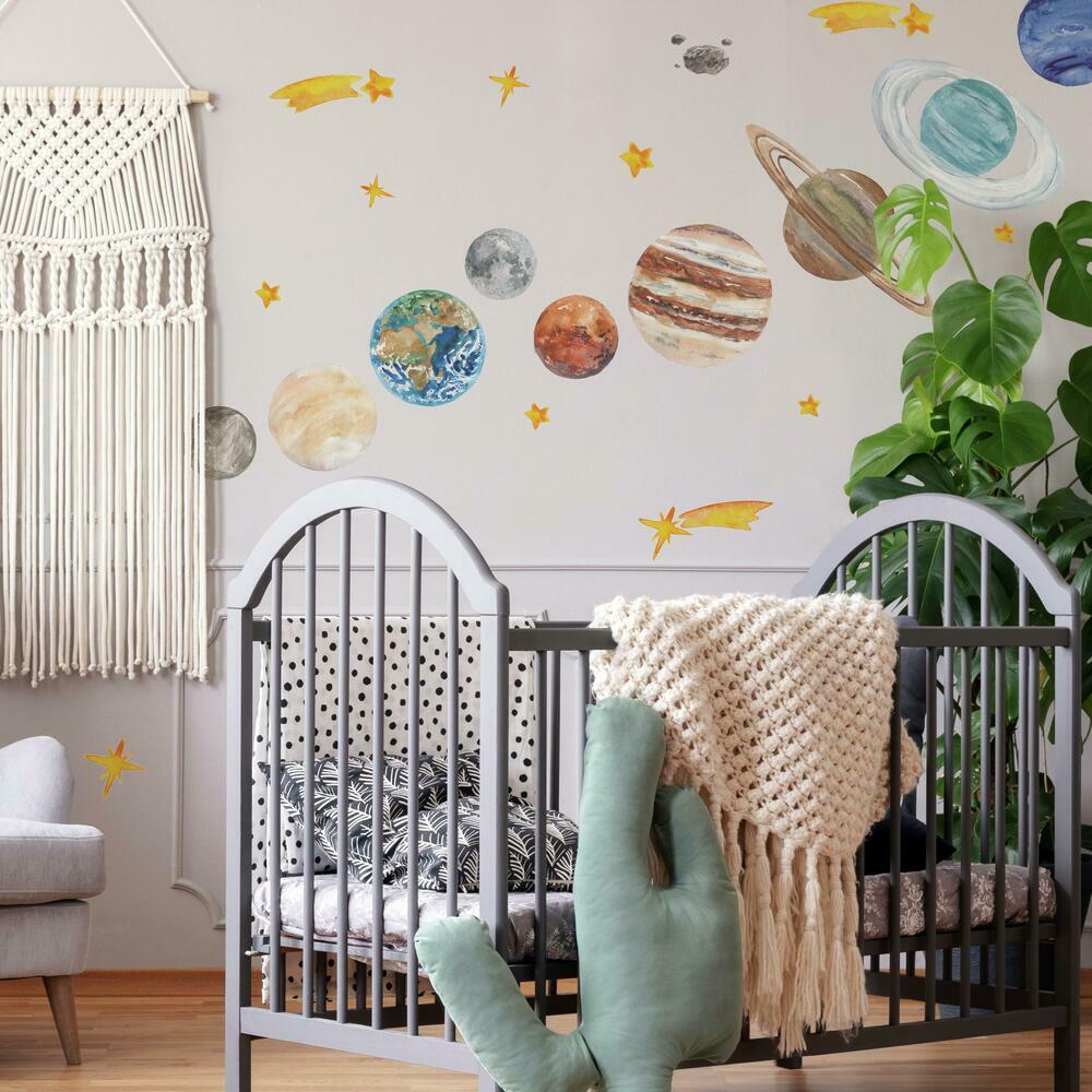 Watercolor Planets Peel and Stick Giant Wall Decals Wall Decals RoomMates   