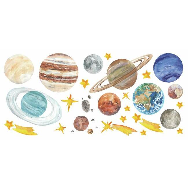 Watercolor Planets Peel and Stick Giant Wall Decals Wall Decals RoomMates   