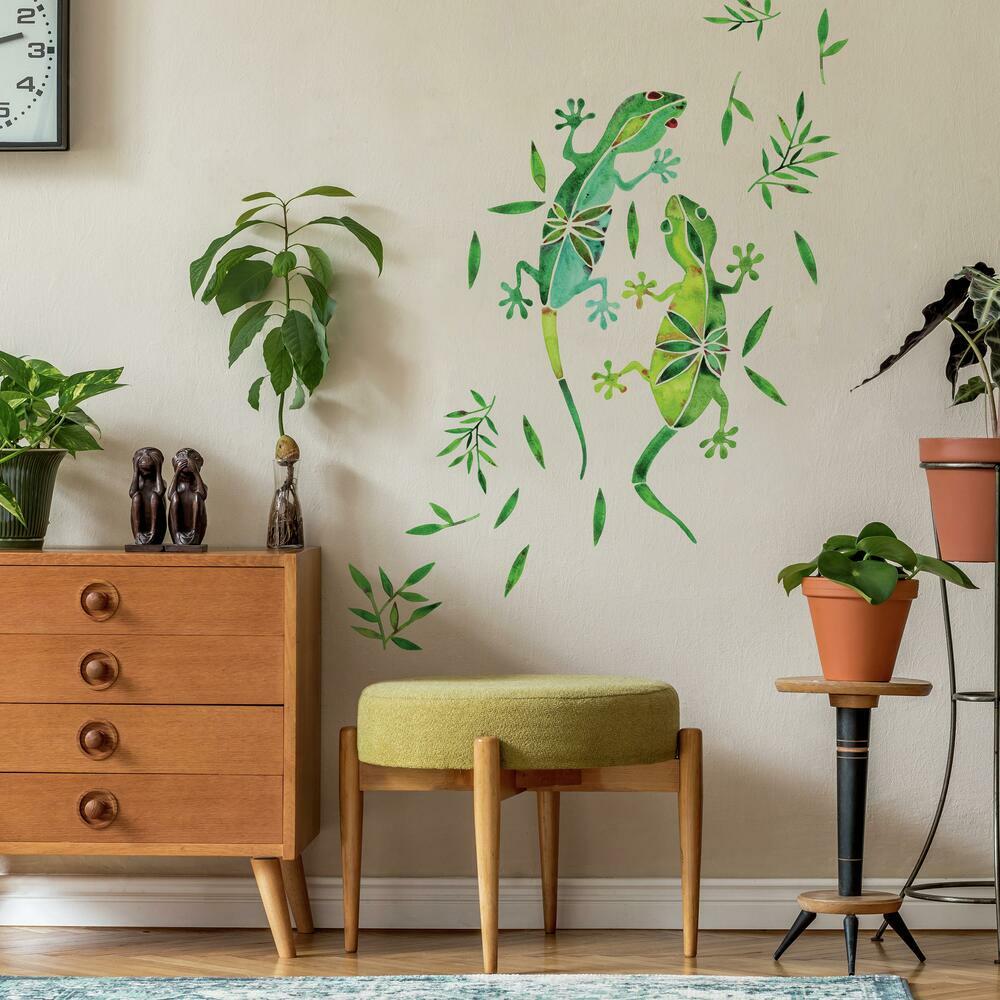CatCoq Watercolor Geckos Peel and Stick Giant Wall Decals Wall Decals RoomMates   