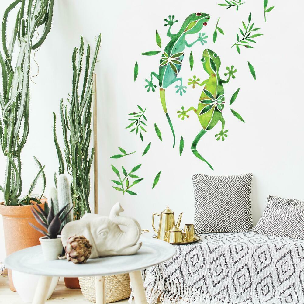 CatCoq Watercolor Geckos Peel and Stick Giant Wall Decals Wall Decals RoomMates   