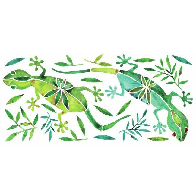 CatCoq Watercolor Geckos Peel and Stick Giant Wall Decals Wall Decals RoomMates   