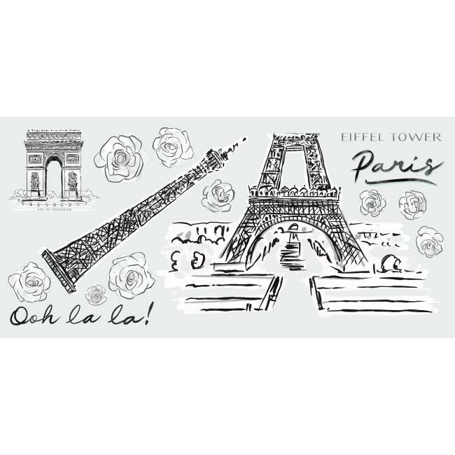 Eiffel Tower Sketch Peel and Stick Giant Wall Decals Wall Decals RoomMates   