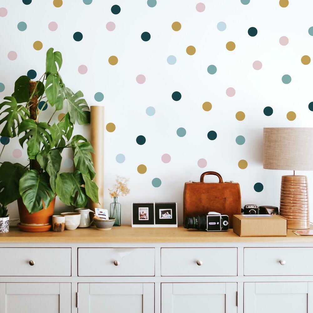 Pink, Yellow, and Blue Dot Peel and Stick Wall Decals Wall Decals RoomMates   