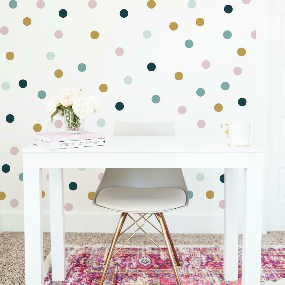 Pink, Yellow, and Blue Dot Peel and Stick Wall Decals Wall Decals RoomMates   