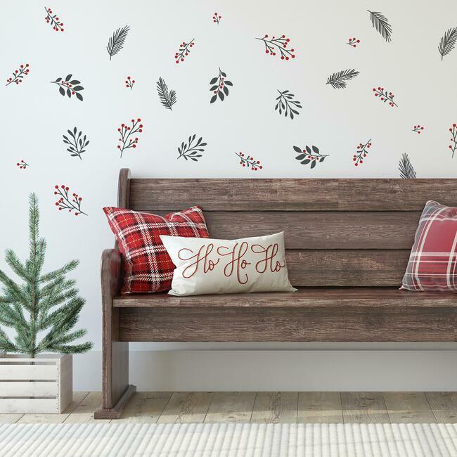 Holly Berries And Twigs Peel And Stick Wall Decals Wall Decals RoomMates   