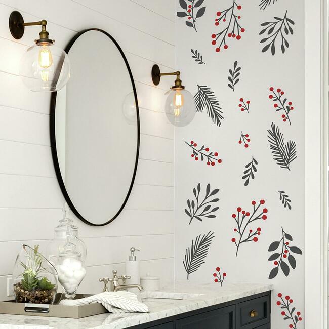 Holly Berries And Twigs Peel And Stick Wall Decals Wall Decals RoomMates   