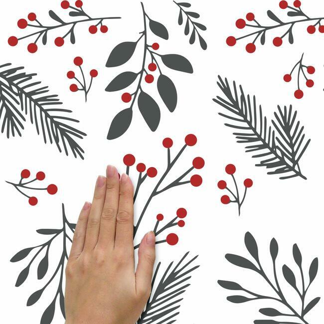 Holly Berries And Twigs Peel And Stick Wall Decals Wall Decals RoomMates   