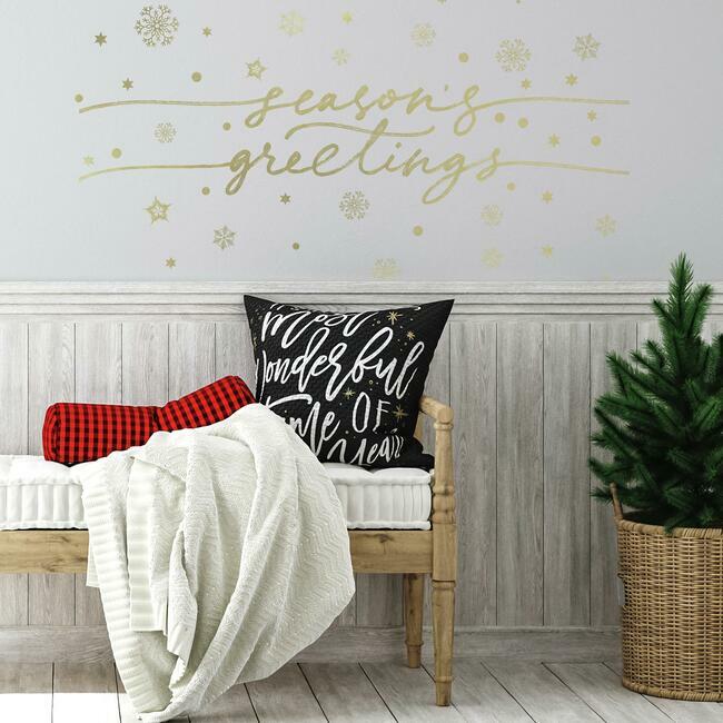 Season's Greetings Peel And Stick Wall Decals With Metallic Ink Wall Decals RoomMates   