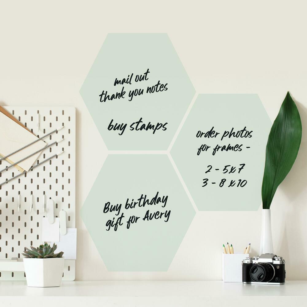Light Sage Hexagon Dry Erase Peel and Stick Wall Decals Wall Decals RoomMates   